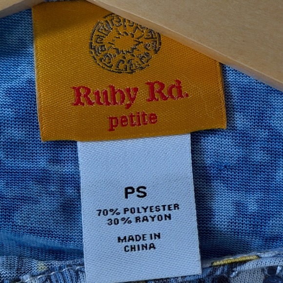 Ruby Rd Top Bohemian Petite Blue Horizon Paisley Rhinestone Embellished NWT - Picture 8 of 9